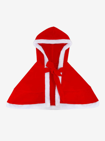 女の子のクリスマスセット 赤いドレス マント ポリエステル クリスマス ホリデー コスチューム