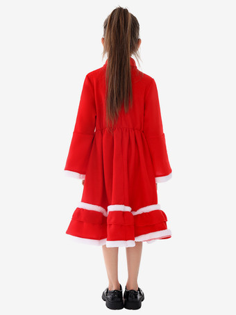 女の子のクリスマスセット 赤いドレス マント ポリエステル クリスマス ホリデー コスチューム