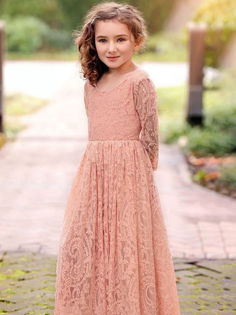 ウェディング フラワーガールドレス 特別な日のドレス ホワイト 長袖 カットアウト