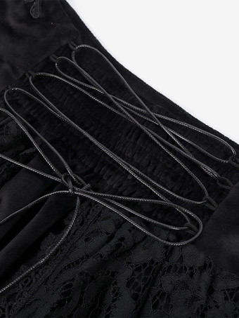 ブラック レトロ レディース レース フリル セット スカート シャツ ヴィンテージ コスチューム