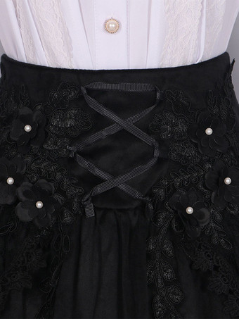 ブラック レトロ レディース レース フリル セット スカート シャツ ヴィンテージ コスチューム