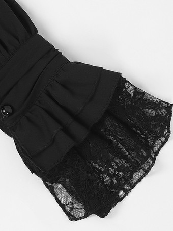 男性用ホワイト ヴィンテージ トップ フリル 長袖 レトロ コスチューム