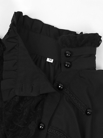 男性用ホワイト ヴィンテージ トップ フリル 長袖 レトロ コスチューム