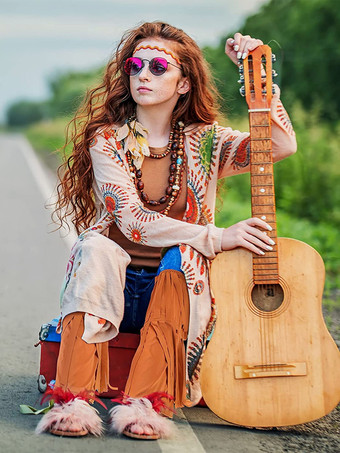 ブラウンコスチューム フリンジレッグウォーマー レディース レトロアクセサリー 仮面舞踏会 ボールガウン