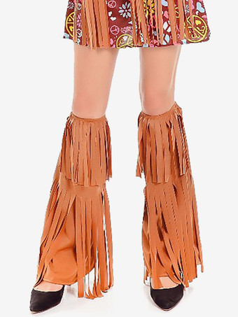 ブラウン ブラウンコスチューム フリンジレッグウォーマー レディース レトロアクセサリー 仮面舞踏会 ボールガウン