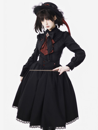 ゴシック ロリータ ドレス リボン 刺繍 リボン ブラック ブラック