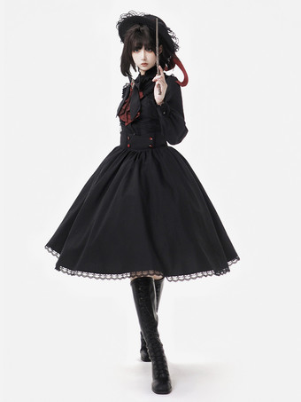 ゴシック ロリータ ドレス リボン 刺繍 リボン ブラック ブラック