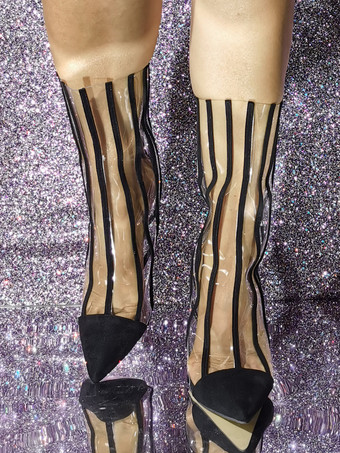 レディース アンクルブーツ ブラック ポインテッドトゥ ブーティ スティレットヒール