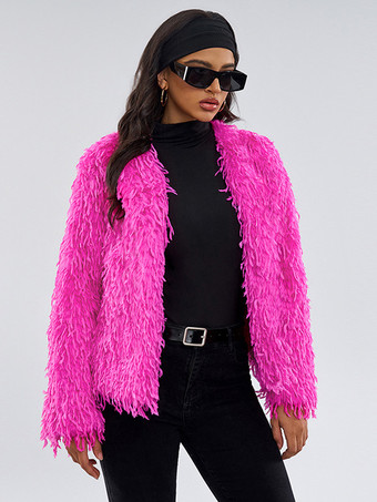 フェイクファーコート ローズ ウエストラインなし 長袖 フェイクファーコート レディースコート