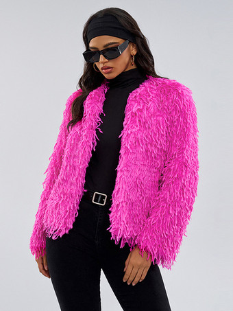 フェイクファーコート ローズ ウエストラインなし 長袖 フェイクファーコート レディースコート