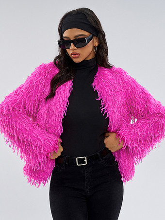 フェイクファーコート ローズ ウエストラインなし 長袖 フェイクファーコート レディースコート