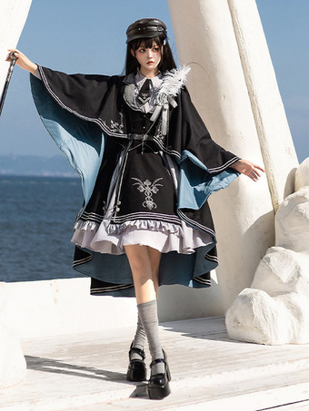 コスチューム ミリタリーユニフォーム ロリータ アーミー クロス メタルディテール フェザー ブラック ブラック