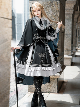 コスチューム ミリタリーユニフォーム ロリータ アーミー クロス メタルディテール フェザー ブラック ブラック
