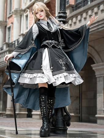 コスチューム ミリタリーユニフォーム ロリータ アーミー クロス メタルディテール フェザー ブラック ブラック