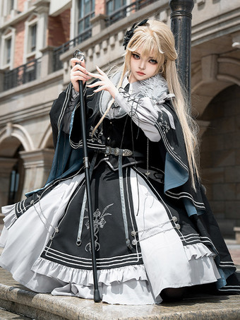 コスチューム ミリタリーユニフォーム ロリータ アーミー クロス メタルディテール フェザー ブラック ブラック