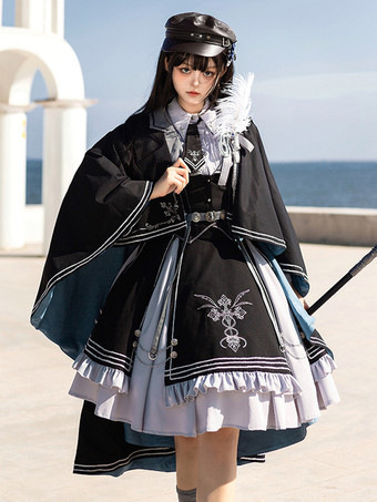 コスチューム ミリタリーユニフォーム ロリータ アーミー クロス メタルディテール フェザー ブラック ブラック