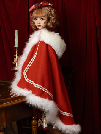 ロココ風ロリータケープ ホワイトポリエステルカラーブロック 秋ロリータアウター