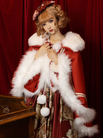 ロココ風ロリータケープ ホワイトポリエステルカラーブロック 秋ロリータアウター