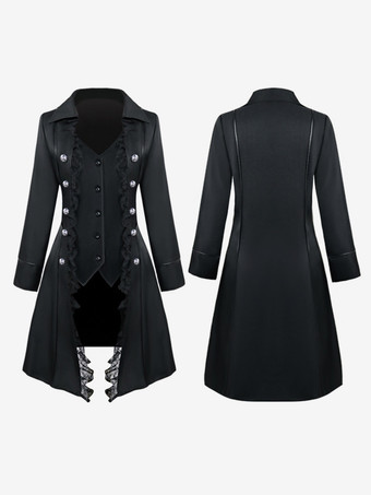 ブラック 赤いレトロレーストップ女性用ヴィンテージ18世紀コスチューム