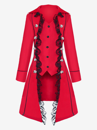 レッド 赤いレトロレーストップ女性用ヴィンテージ18世紀コスチューム