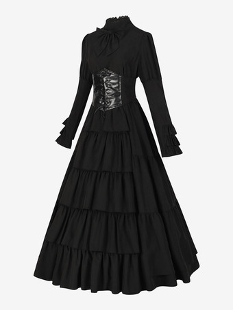 赤いレトロコスチューム リボンドレス レディース ヴィンテージセット 衣類 バーガンディ