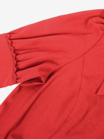 赤いレトロコスチューム リボンドレス レディース ヴィンテージセット 衣類 バーガンディ