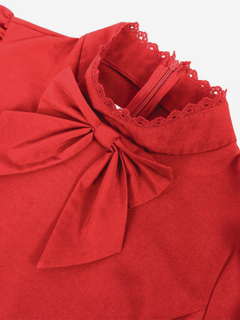 赤いレトロコスチューム リボンドレス レディース ヴィンテージセット 衣類 バーガンディ