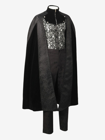 男性用ブラック ヴィンテージ ポリエステル ノースリーブ レトロ コスチューム