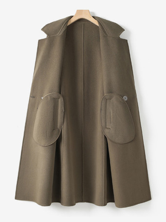 メンズ 暖かいウールコート ターンダウンカラー ラペル シック ロング 冬ジャケット