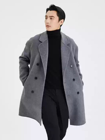 グレイメンズオーバーサイズコートターンダウンカラーラペルウールコート