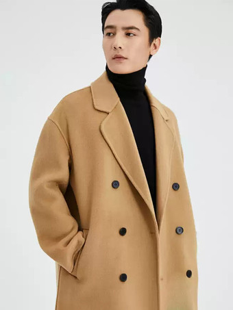 メンズオーバーサイズコートターンダウンカラーラペルウールコート