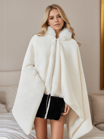 ホワイト レディース ポンチョ ツートン ホワイト フェイクレザー コート ケープ