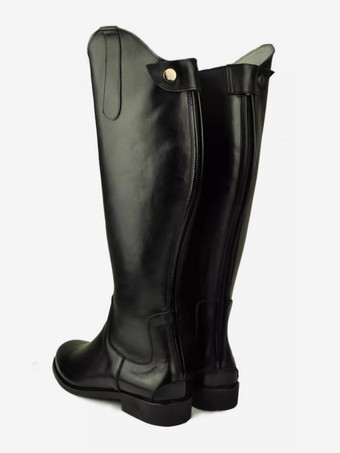 メンズニーハイブーツ 牛革 シック ブラック ナイトブーツ