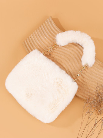 ホワイト レディースバッグ ライトブラウン