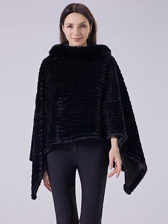 ブラック レディース ポンチョ ハイカラー ホワイト フェイクレザー コート ケープ