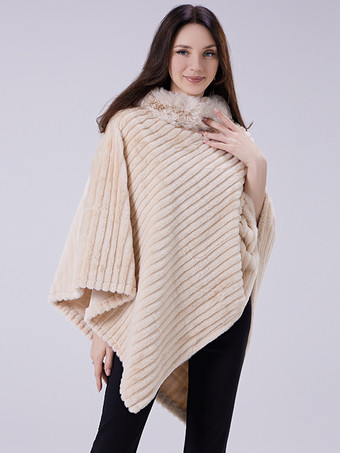 レディース ポンチョ ハイカラー ホワイト フェイクレザー コート ケープ