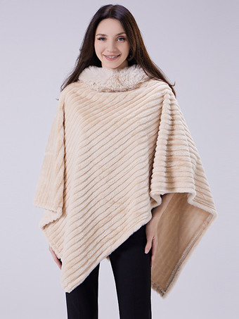 ライトブラウンレディース ポンチョ ハイカラー ホワイト フェイクレザー コート ケープ