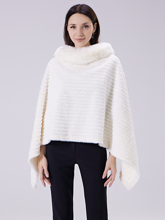 レディース ポンチョ ハイカラー ホワイト フェイクレザー コート ケープ