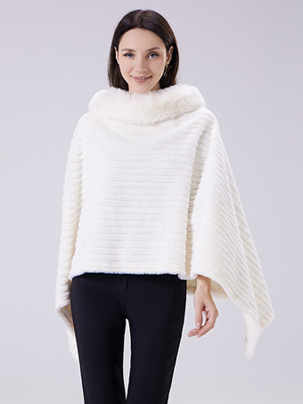 ホワイト レディース ポンチョ ハイカラー ホワイト フェイクレザー コート ケープ