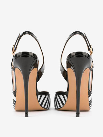 レディース ハイヒール ジブラ柄 ポインテッドトゥ スリングバック パンプス