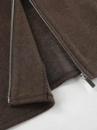 レディースジャケット ターンダウンカラー ジッパー カジュアル ストリートウェア ブラウン 冬ジャケット