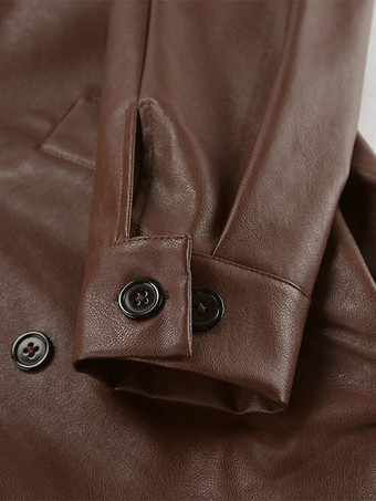 レディースジャケット ターンダウンカラー フロントボタン シック ストリートウェア ブラウン ジャケット レディース