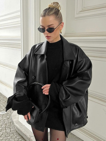 ブラック レディースジャケット ターンダウンカラー フロントボタン シック ストリートウェア ブラウン ジャケット レディース