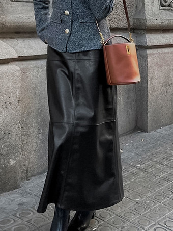 ブラック スカート ブラック PUレザー ウエスト上げ シック 春 ロング レディース ボトムス