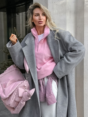 レディース パーカー ピンク 長袖 ポリエステル フード付き スウェットシャツ