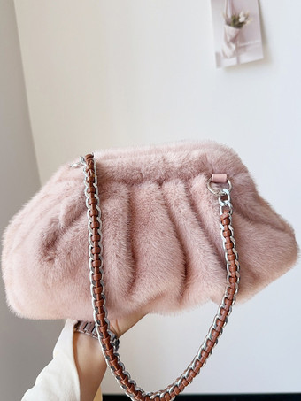 ピンクレディースバッグ ライトブラウン