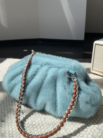 ライトスカイブルーレディースバッグ ライトブラウン