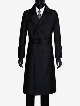 ブラック メンズ ピーコート ダブルブレスト カーキ ファッション オーバーコート