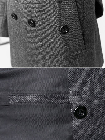 メンズダブルブレストラペルスリムフィットコート