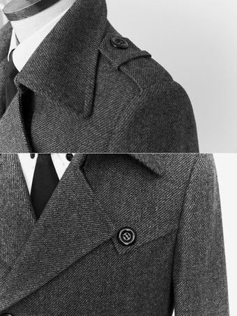 メンズダブルブレストラペルスリムフィットコート